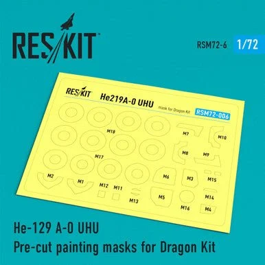 1/72 Reskit He-129 A-0 UHU Pre-cut painting masks for Dragon Kit (1/72)