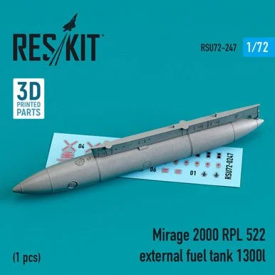 1/72 Reskit Mirage 2000 RPL 522 external fuel tank 1300lt (3D printing)