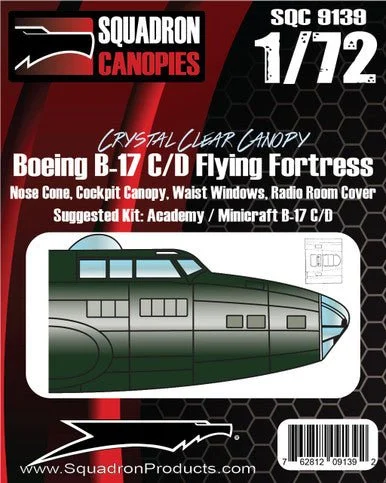 1/72 Squadron Crystal Clear Canopy - Boeing B-17 C/D Flying Fortress (Academy/Minicraft)