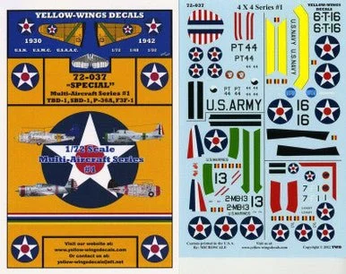 1/72 Yellow Wings Decals Multi-Aircraft Series Part-1