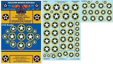 1/72 Yellow Wings Decals U.S. National Insignia Operation Torch
