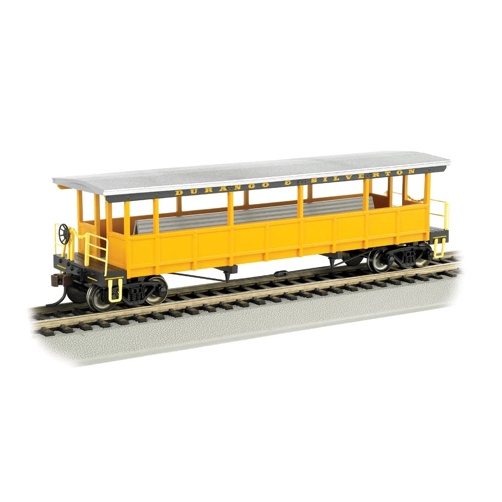 Bachmann HO Scale Open Side Excursion Car Durango&Silverton/yel - BAC17432