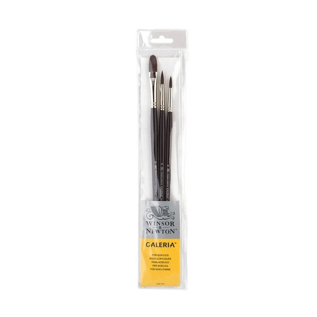 Winsor & Newton Galeria Brush Long Handle 3-Brush Zipper Pouch Set