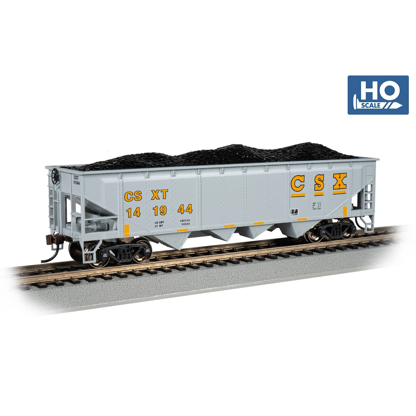 Bachmann HO Scale 40' Quad Hopper CSX/gry&yel - BAC17615