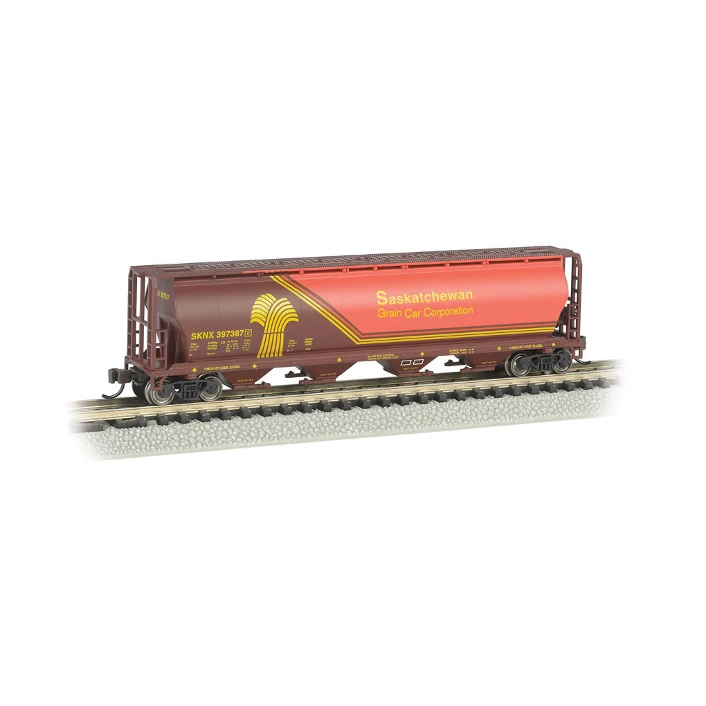 Bachmann N Scale 4-Bay Cyl.Hopper Saskatchewan/Wheat Herald - BAC19153