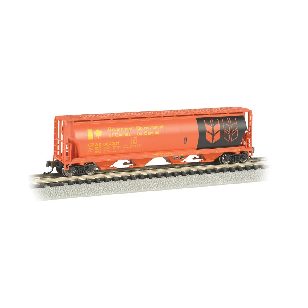 Bachmann N Scale 4-Bay Cyl.Hopper Gov't of Canada/red - BAC19154