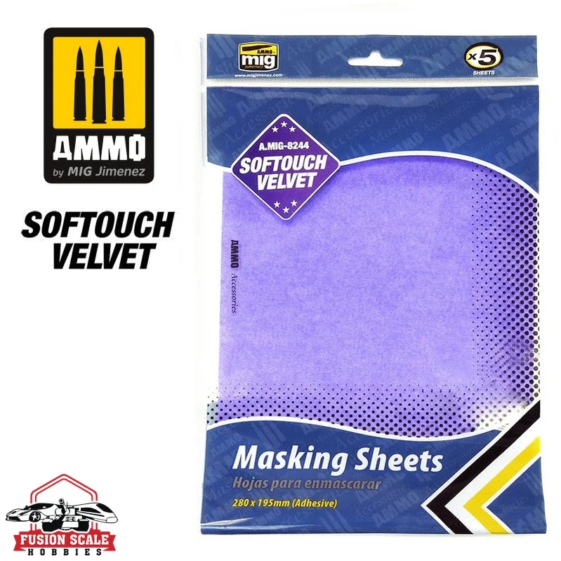 Ammo Mig Softouch Velvet Adhesive Masking Sheets, 5 Sheets (280mm x 195mm) - Ammo Mig Jimenez
