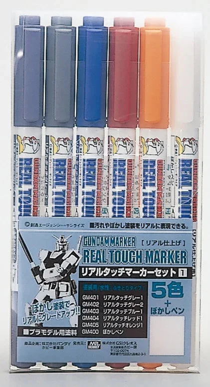 GMS112 Mr. Hobby Set 1 (5 Colors Set + Blue Pen) Real Touch Marker - GSI Creos