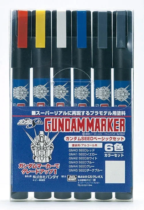 GMS109 Mr. Hobby Set of 6 Gundam Marker Seed Basic - GSI Creos