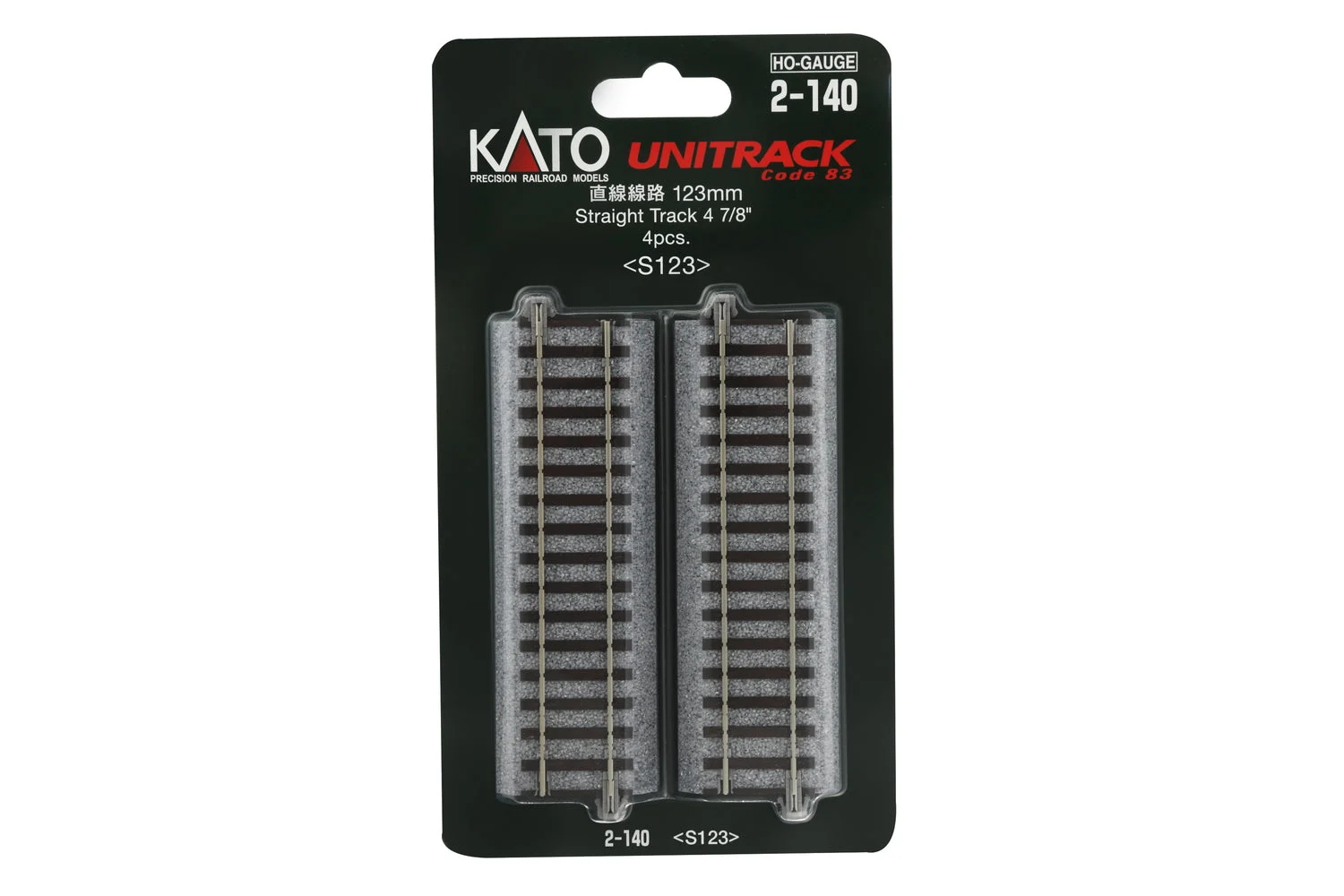 Kato HO Scale Unitrack 123mm 4-7/8" Straight (4) 2140