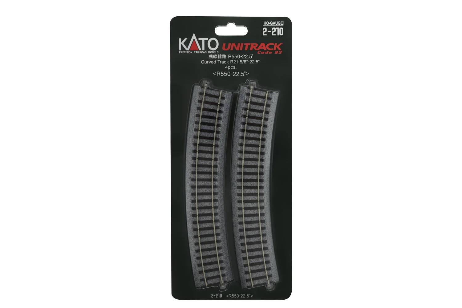 Kato HO Scale Unitrack R550-22.5 Curve Track 4 Pack 2210