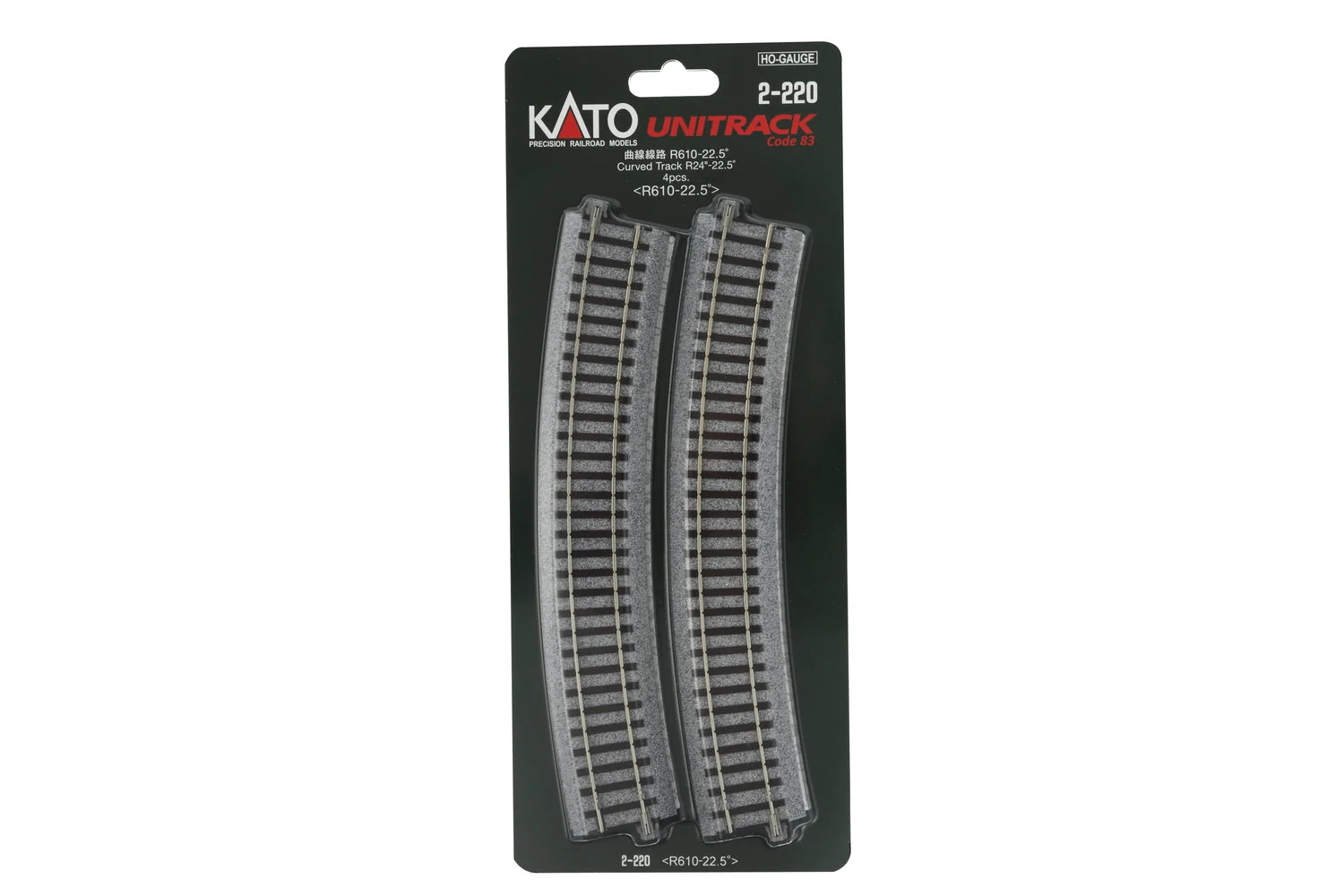 Kato HO Scale Unitrack R610-22.5 Curve Track 4 Pack 2220