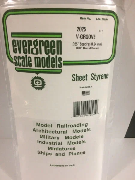 Evergreen .025" OPAQUE WHITE POLYSTYRENE V GROOVE SIDING - Evergreen Scale Models