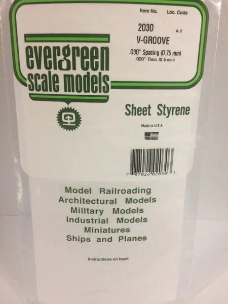 Evergreen .030" OPAQUE WHITE POLYSTYRENE V GROOVE SIDING - Evergreen Scale Models