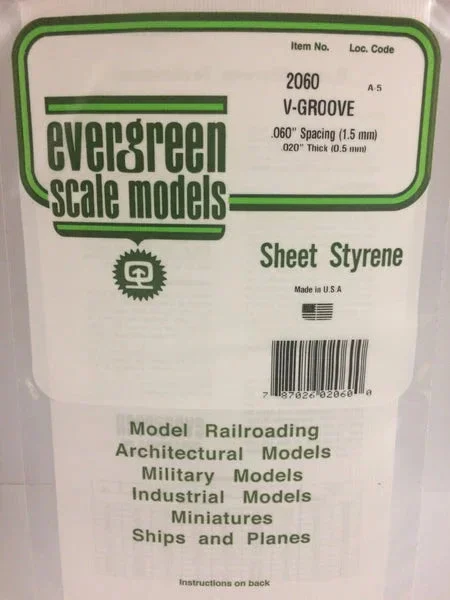 Evergreen .060" OPAQUE WHITE POLYSTYRENE V GROOVE SIDING - Evergreen Scale Models
