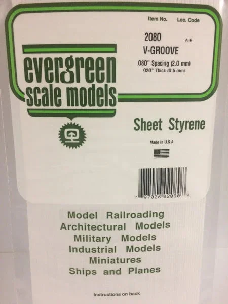 Evergreen .080" OPAQUE WHITE POLYSTYRENE V GROOVE SIDING - Evergreen Scale Models