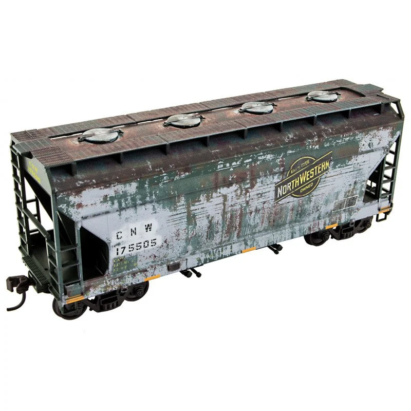 Micro Trains HO Scale Chicago & Northwestern CNW 175505 Weathered 2 Bay Covered Hopper Kit