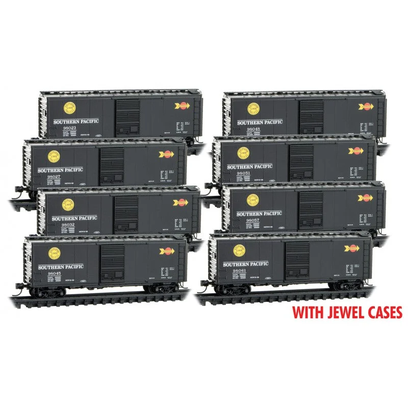 Micro Trains N Scale Southern Pacific 8 Pack Jewel Case 98023, 98027, 98032, 98045, 98048, 98051, 98057, 98061