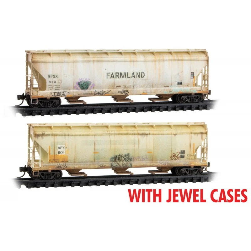 Micro Trains Line N Scale Agribusiness weathered 2 Pack - Jewel Case - GFSX 540 & AEX 603