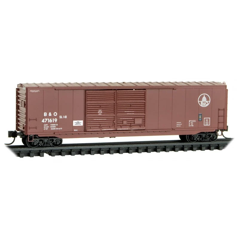 Micro Trains Line N Scale Baltimore & Ohio 50' Standard Box Car 8' Double Sliding Doors with Short Side And Tall End Ladders w/o roofwalk RD# B&O 471619