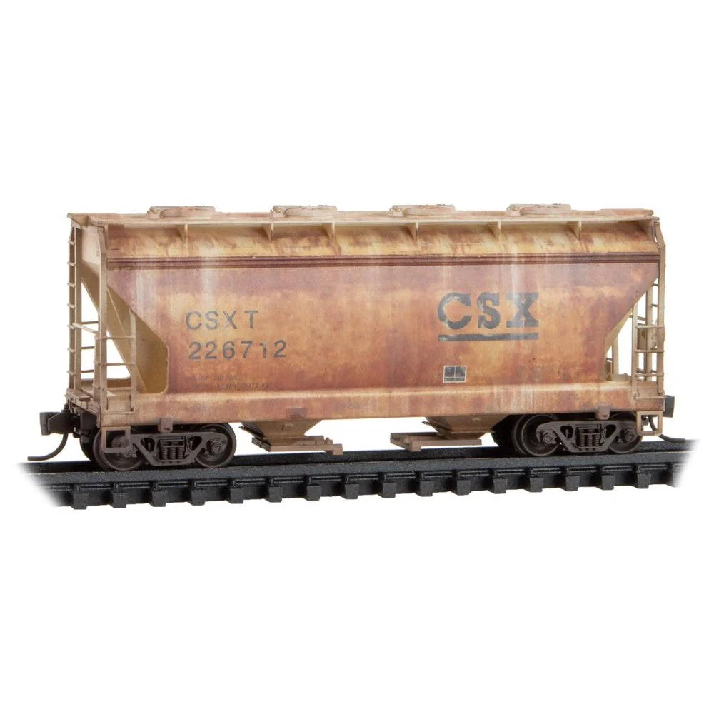 Micro Trains N Scale CSX Weathered 2-Bay Covered Hopper #226712