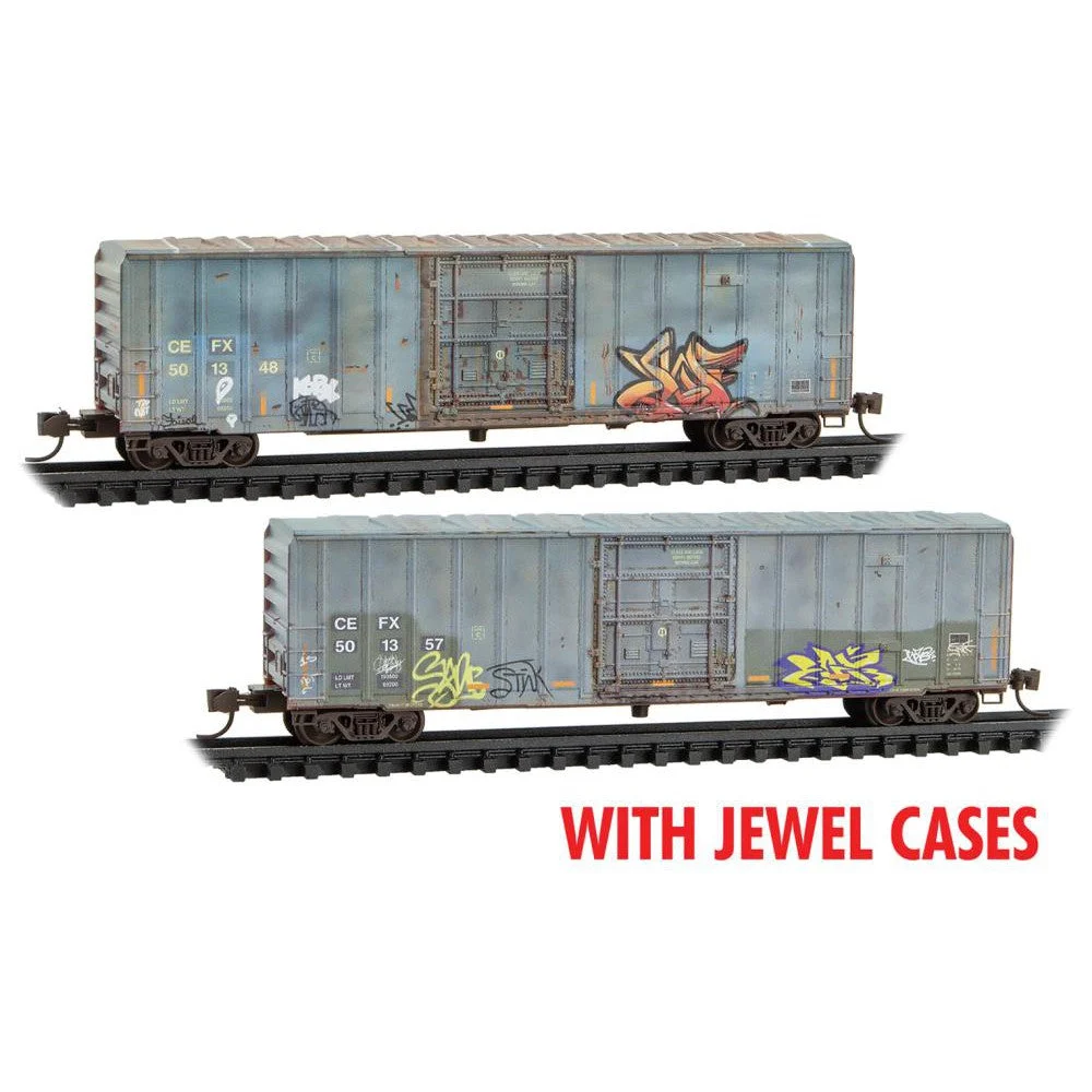 Micro Trains N Scale CIT Group 50' Rib Side Box Cars Weathered 2-Pack With Jewel Cases 501357 & 501348