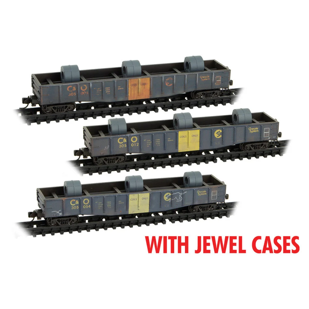 Micro Trains N Scale Chesapeake & Ohio Gondolas Weathered JEWEL CASES RD# C&O 305005, 305012, 305054