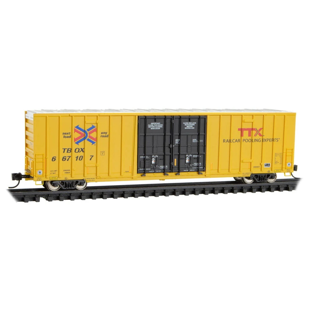 Micro Trains N Scale TTX 60' Rib Side Double-Plug Door High Cube Boxcar RD# TBOX 667107
