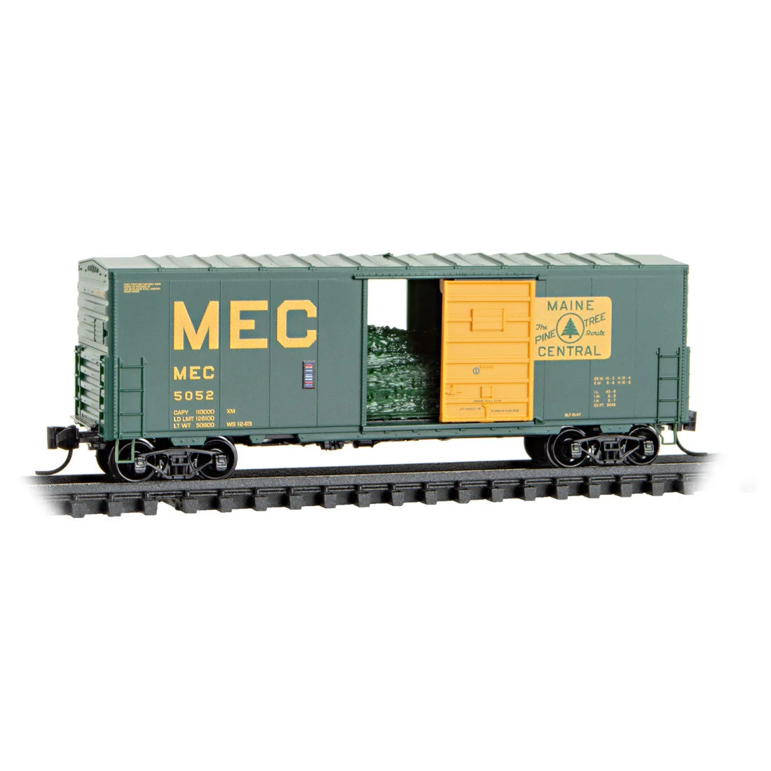 Micro Trains N Main Central 40' Standard Boxcar with Christmas Tree Load RD# MEC 5052