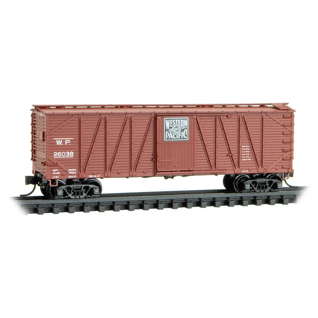 Micro Trains N Western Pacific 40' Outside-Braced Boxcar RD# WP 26038