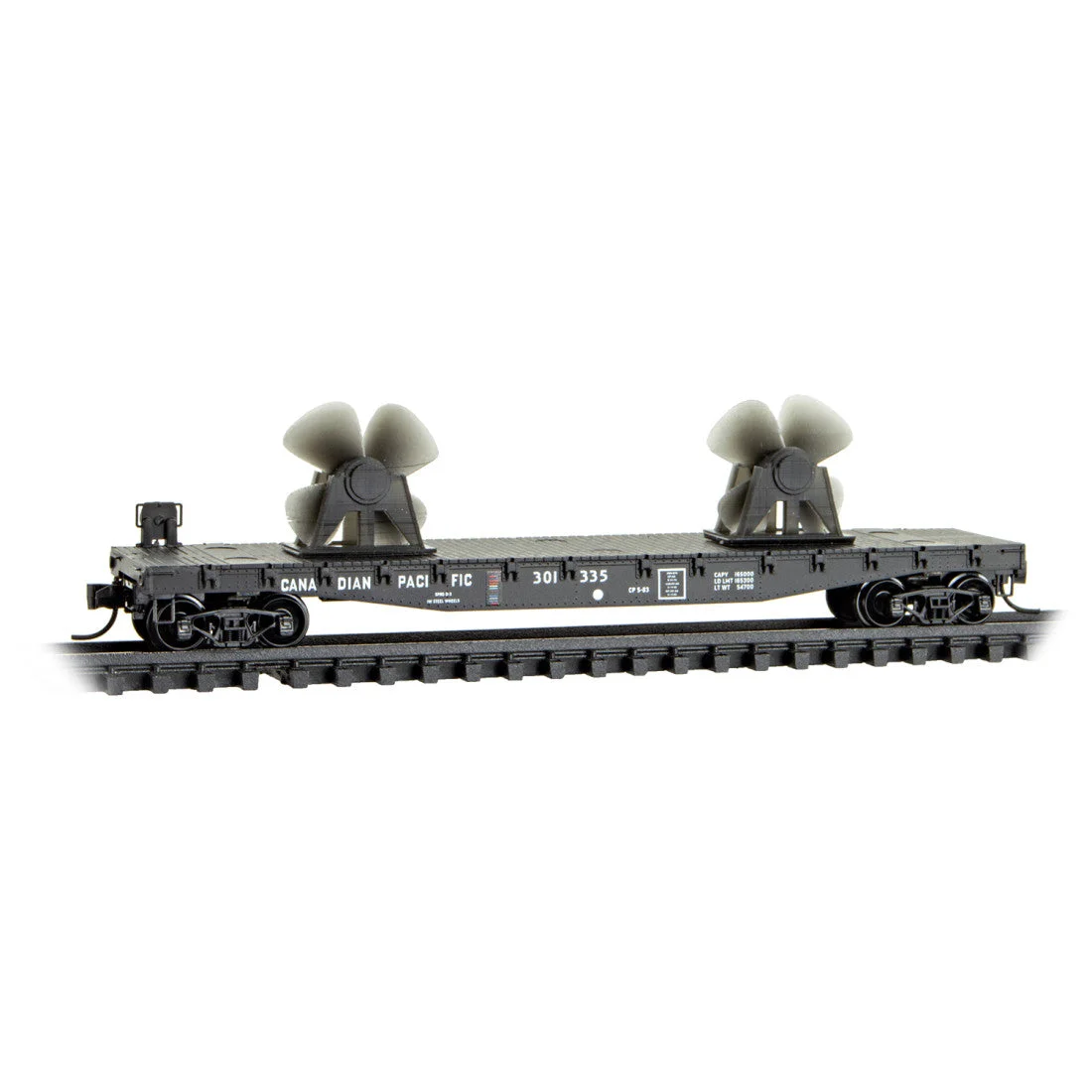 Micro Trains N Canadian Pacific Flat Car with Propeller Load RD# CP 301335