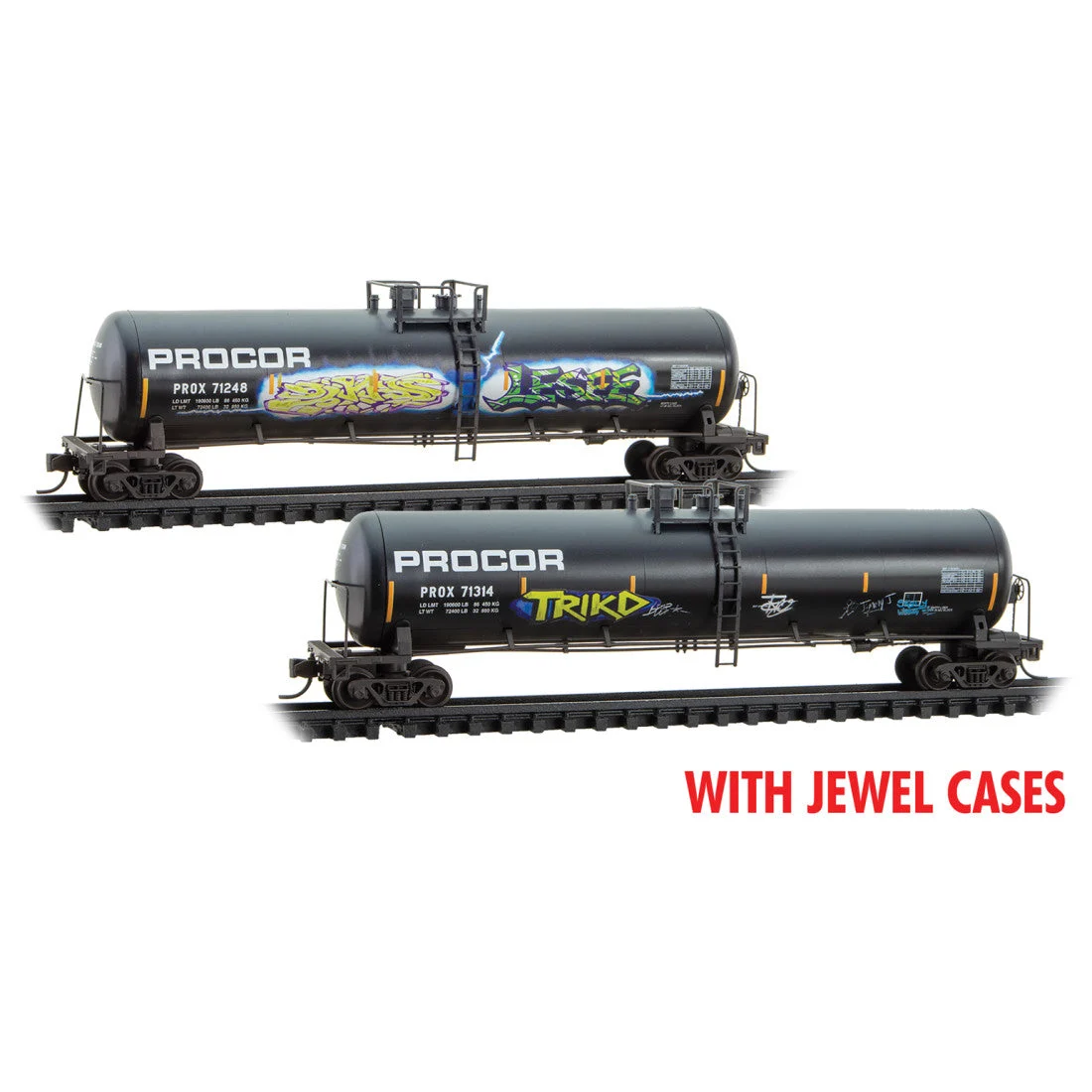 Micro Trains Line N Procor Tank Car Weathered 2 Pack with Jewel Case RD# PROX 71248, 71314