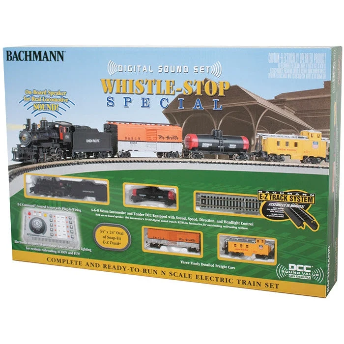 Bachmann N Scale Whistle-Stop Special Steam Freight Set/4-6-0 w/DCC Sound - BAC24133