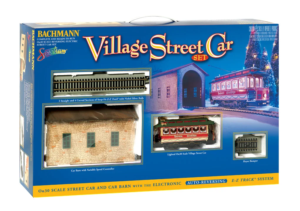 Bachmann On30 Christmas Street Car Model Train Set - BAC25017