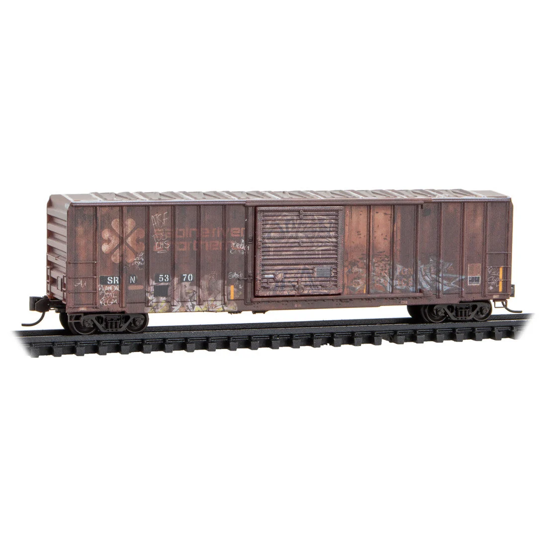 Micro Trains N Scale Ex-Per Diem #12 Sabine River & Northern 50' Rib Side Boxcar Weathered RD# SRN 02544396
