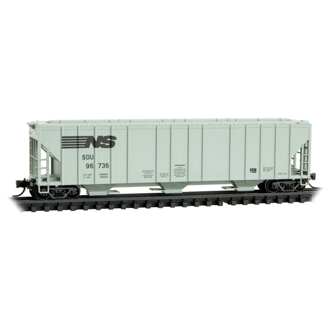 Micro Trains Line N Scale Norfolk Southern 3-bay covered hopper RD# SOU 96736
