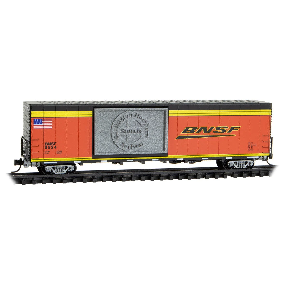 Micro Trains N Scale BNSF Honoring Class 1 RR 60' Boxcar Rivet Side RD# BNSF 9524