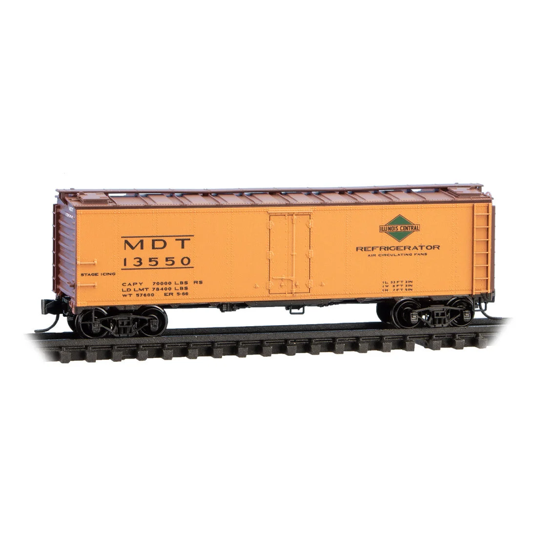 Micro Trains N Scale Merchants Despatch / Illinois Central 40' Steel Ice Reefer RD# MDT13550