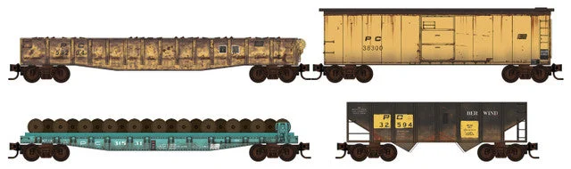 Micro Trains Line N Scale Penn Central MOW 4 Pack - Weathered