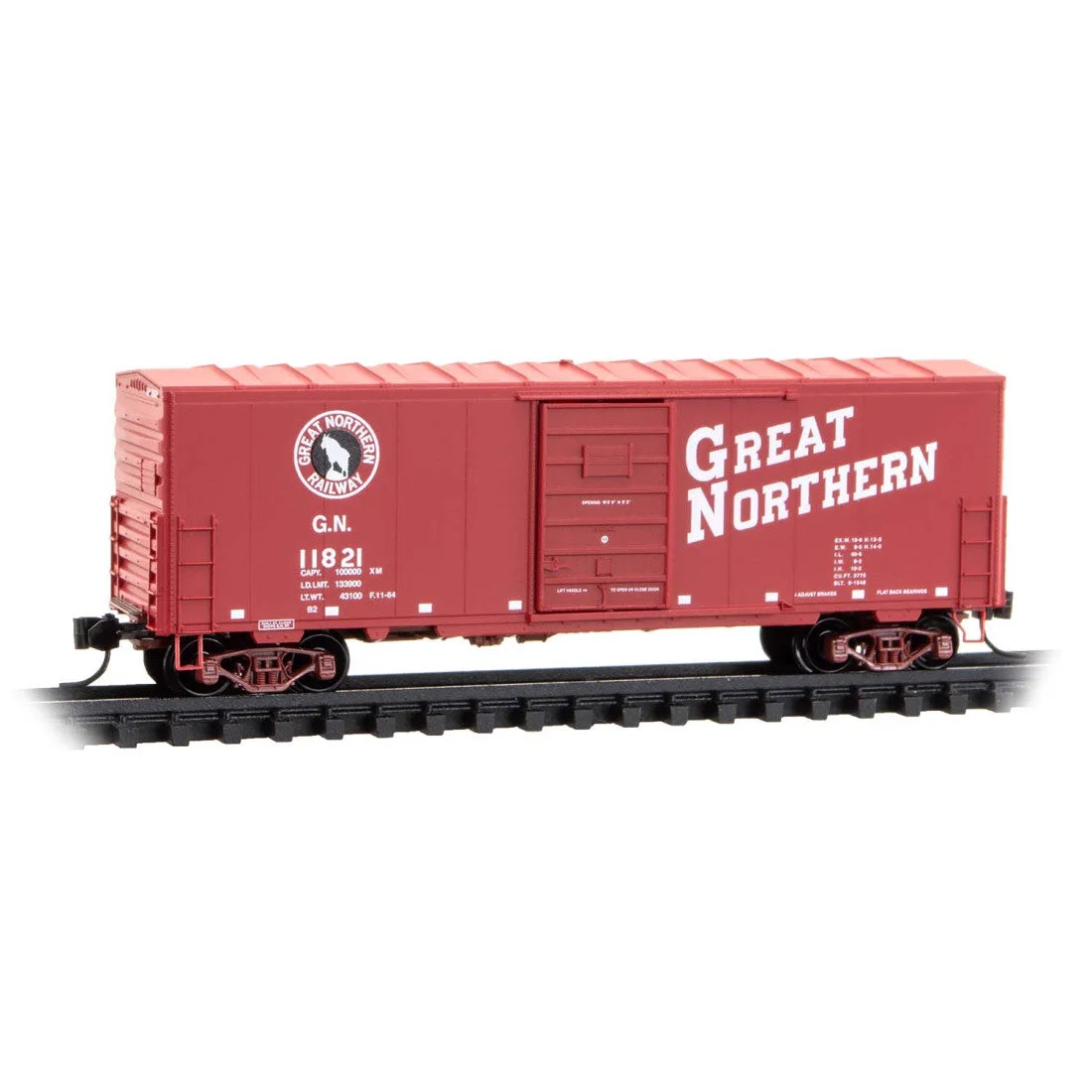 Micro Trains Line N Scale Great Northern 40' Standard Box Car Single Door RD# GN 11821