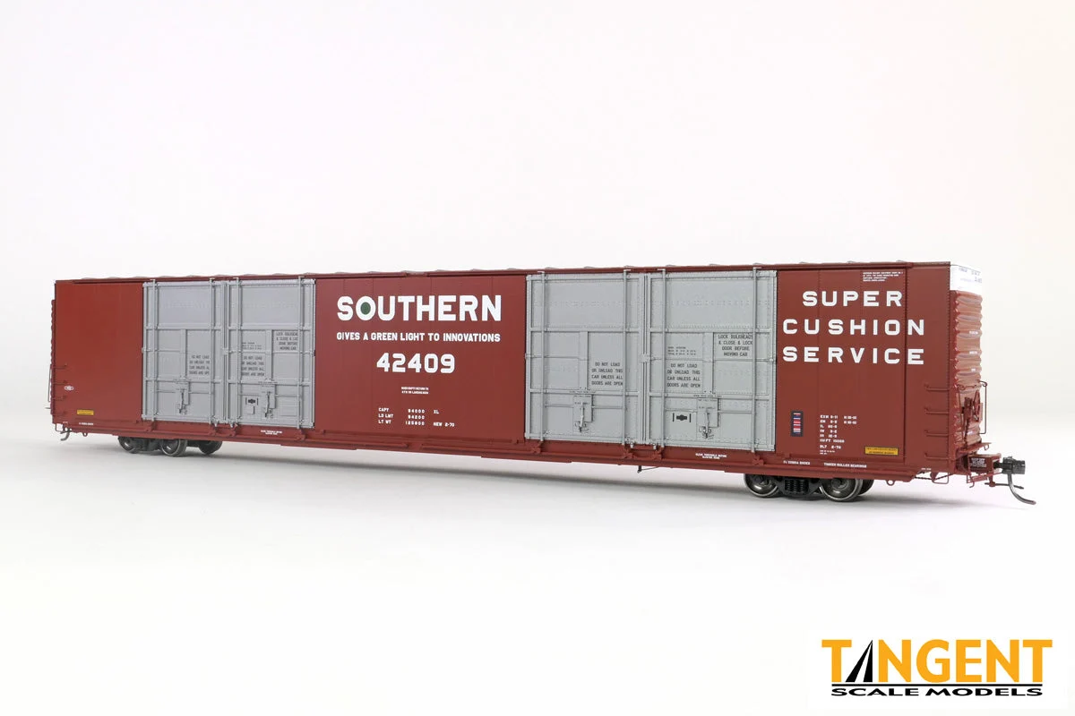Tangent Southern (SOU) “Delivery 2-1970 Brown” Greenville 86′ Quad Plug Door Box Car 42409