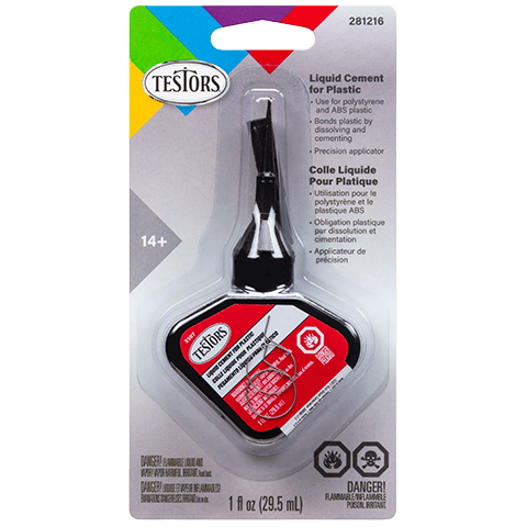 Testors Fast-Drying Liquid Cement For Plastic Carded W App - 1 Oz. Bottle 281216