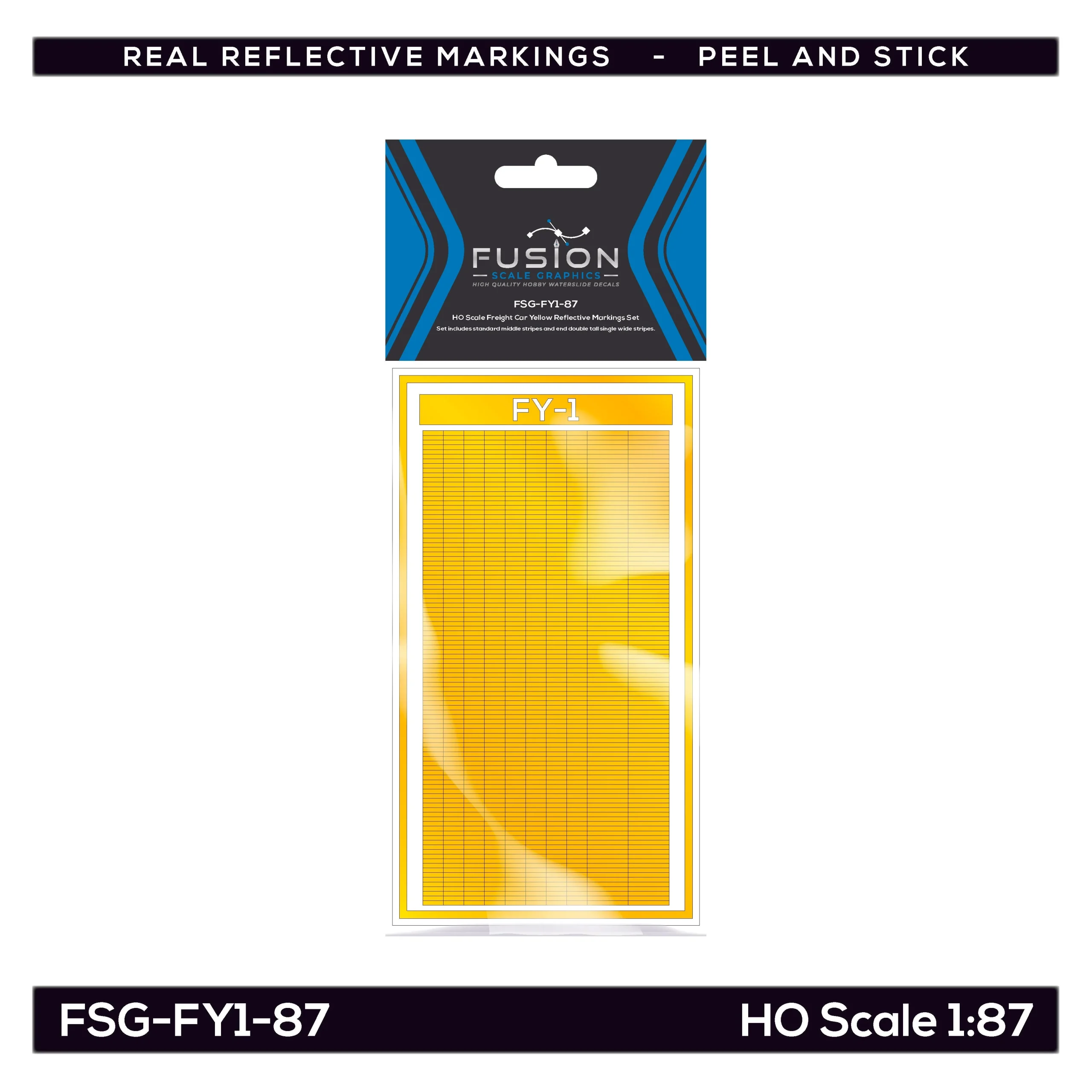 HO Scale Railroad Freight Car Yellow Reflective Markings Set - Fusion Scale Graphics