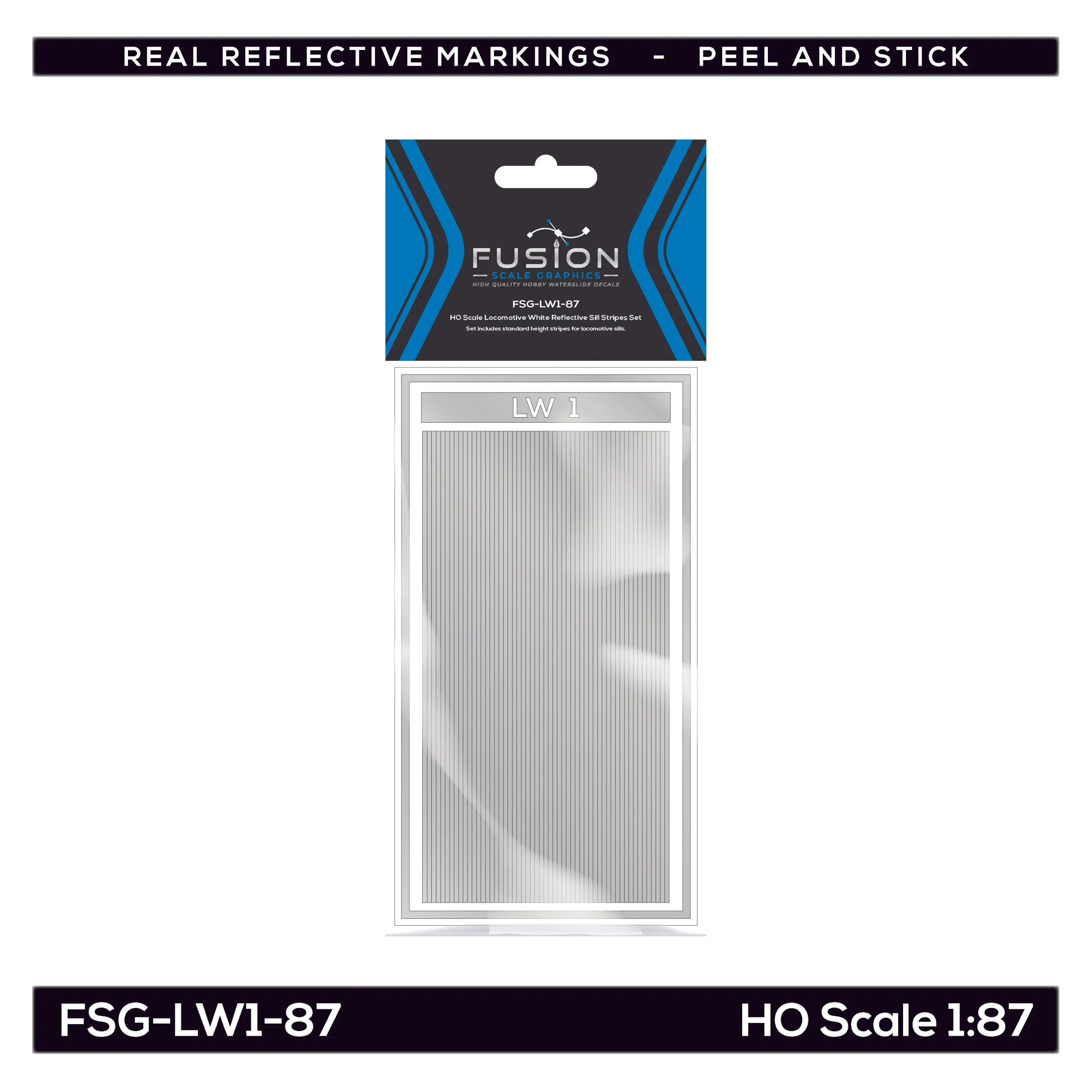 HO Scale Railroad Locomotive White Reflective Sill Stripes Set - Fusion Scale Graphics