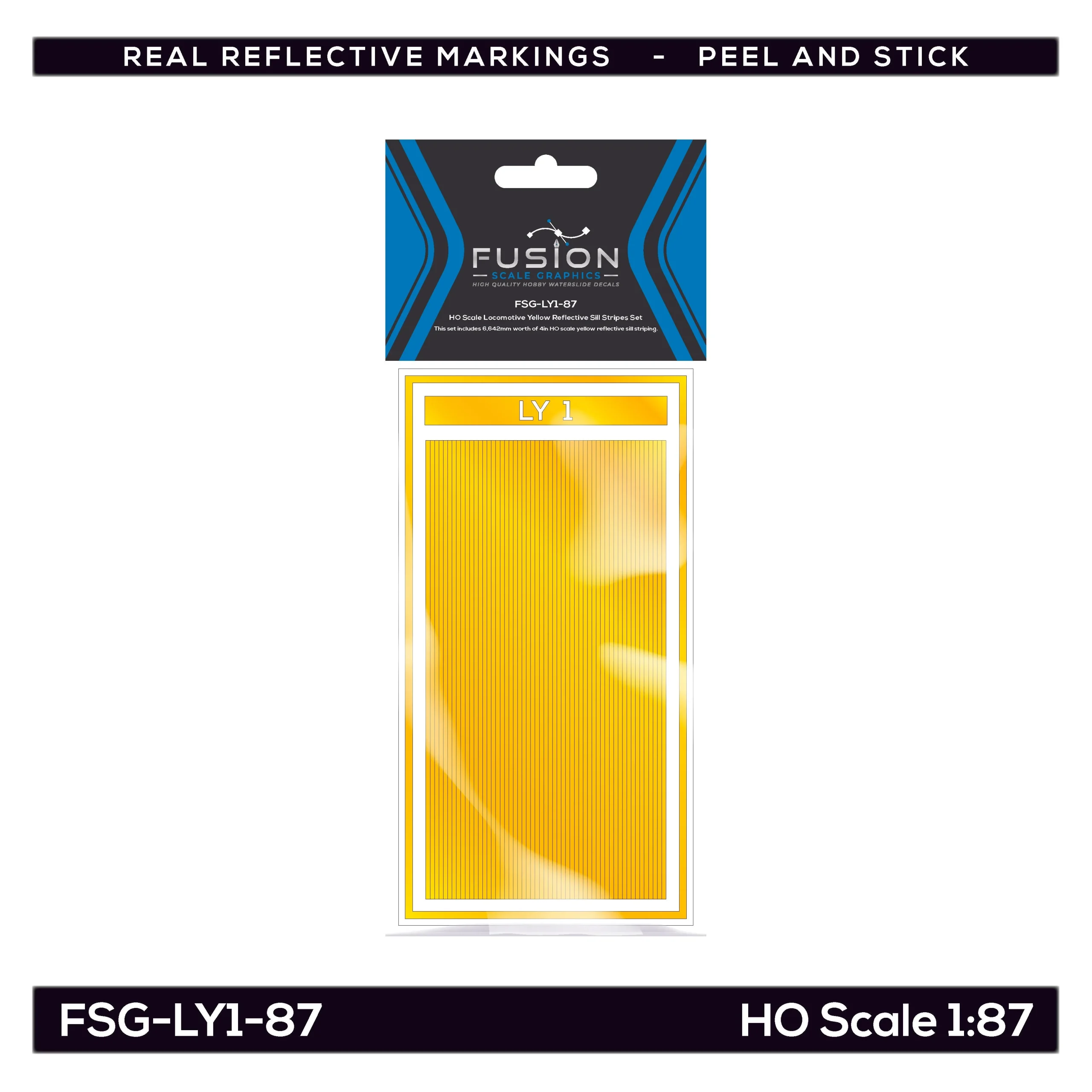 HO Scale Railroad Locomotive Yellow Reflective Sill Stripes Set - Fusion Scale Graphics