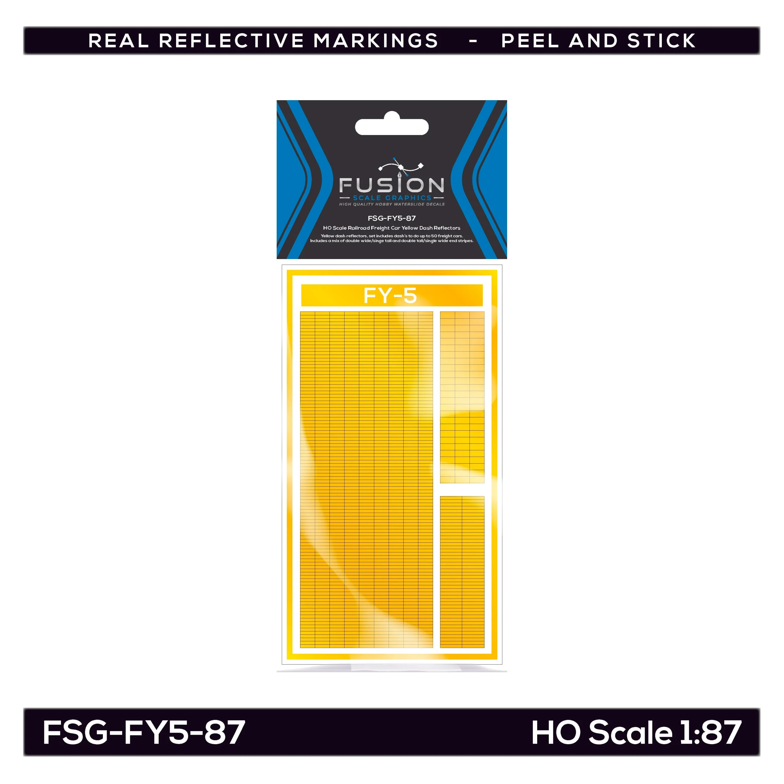 HO Scale Railroad Freight Car Yellow Reflective Markings Set Mixed - Fusion Scale Graphics