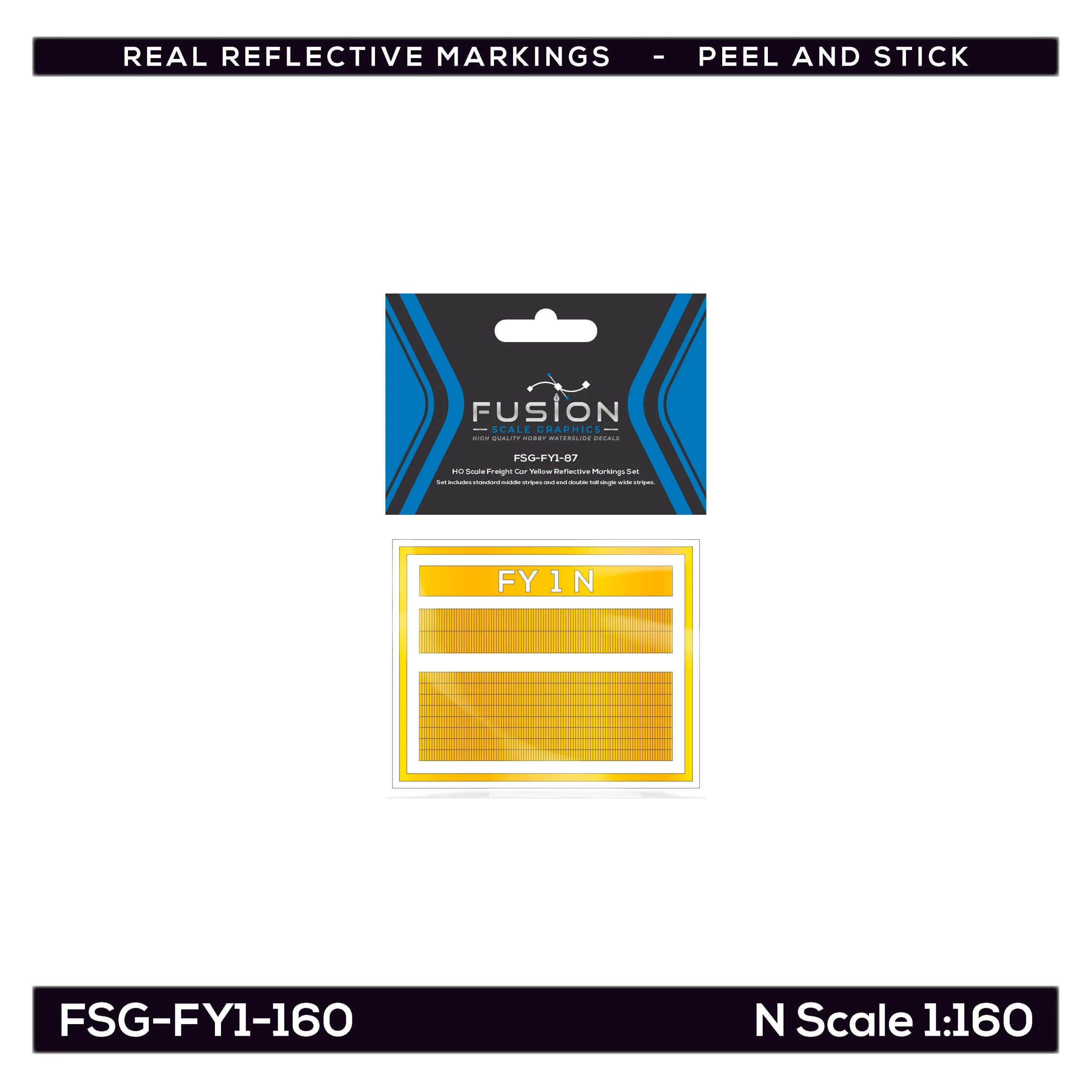 N Scale Railroad Freight Car Yellow Reflective Markings Set - Fusion Scale Graphics