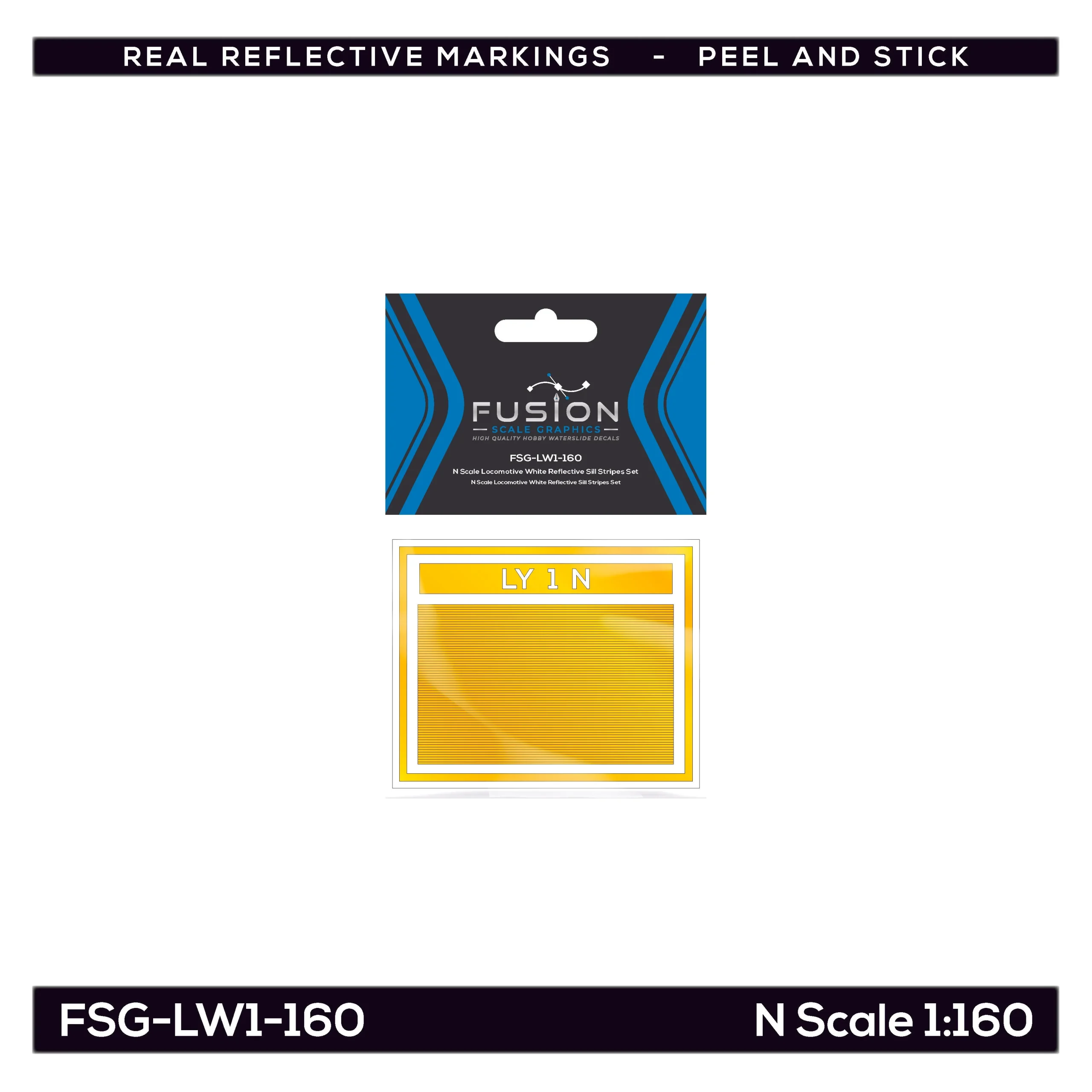 N Scale Railroad Locomotive Yellow Reflective Sill Stripes Set - Fusion Scale Graphics