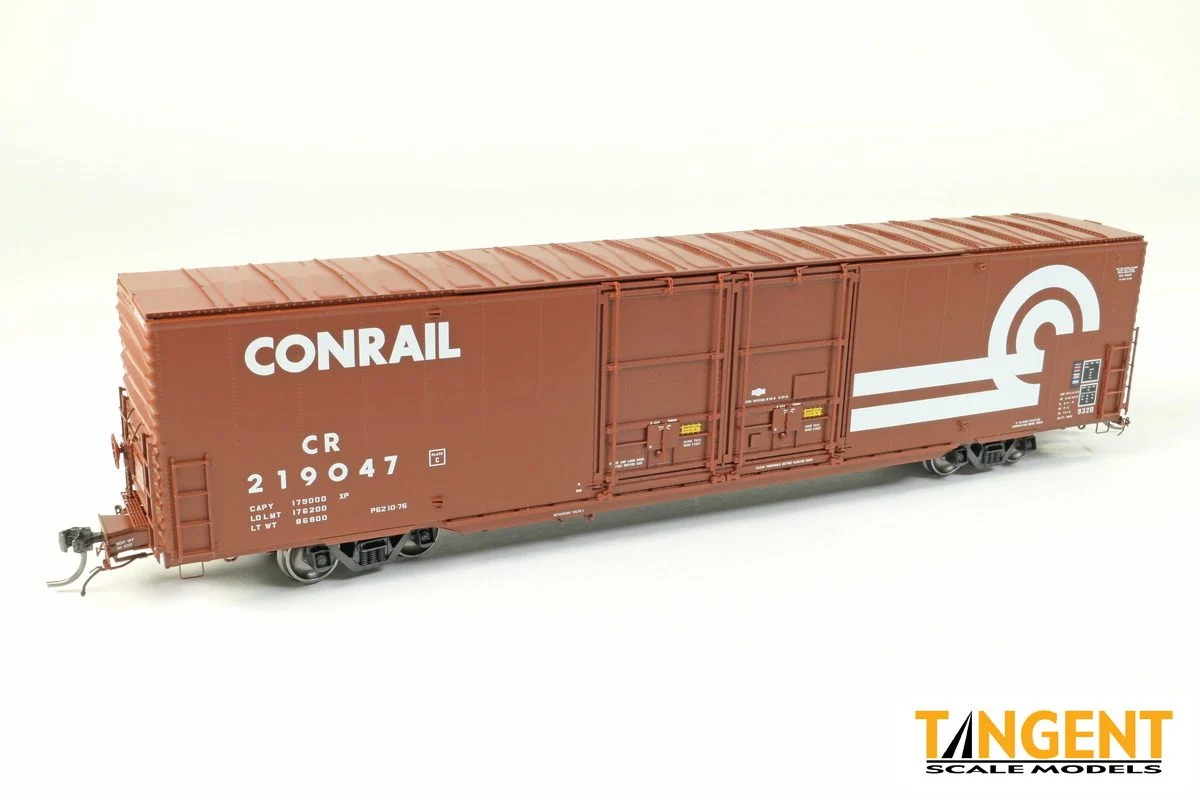 Tangent Conrail (CR) “932B Repaint 1976+ Large Logo” Greenville 6,000CuFt 60′ Double Door Box Car 219045 - Tangent Scale Models