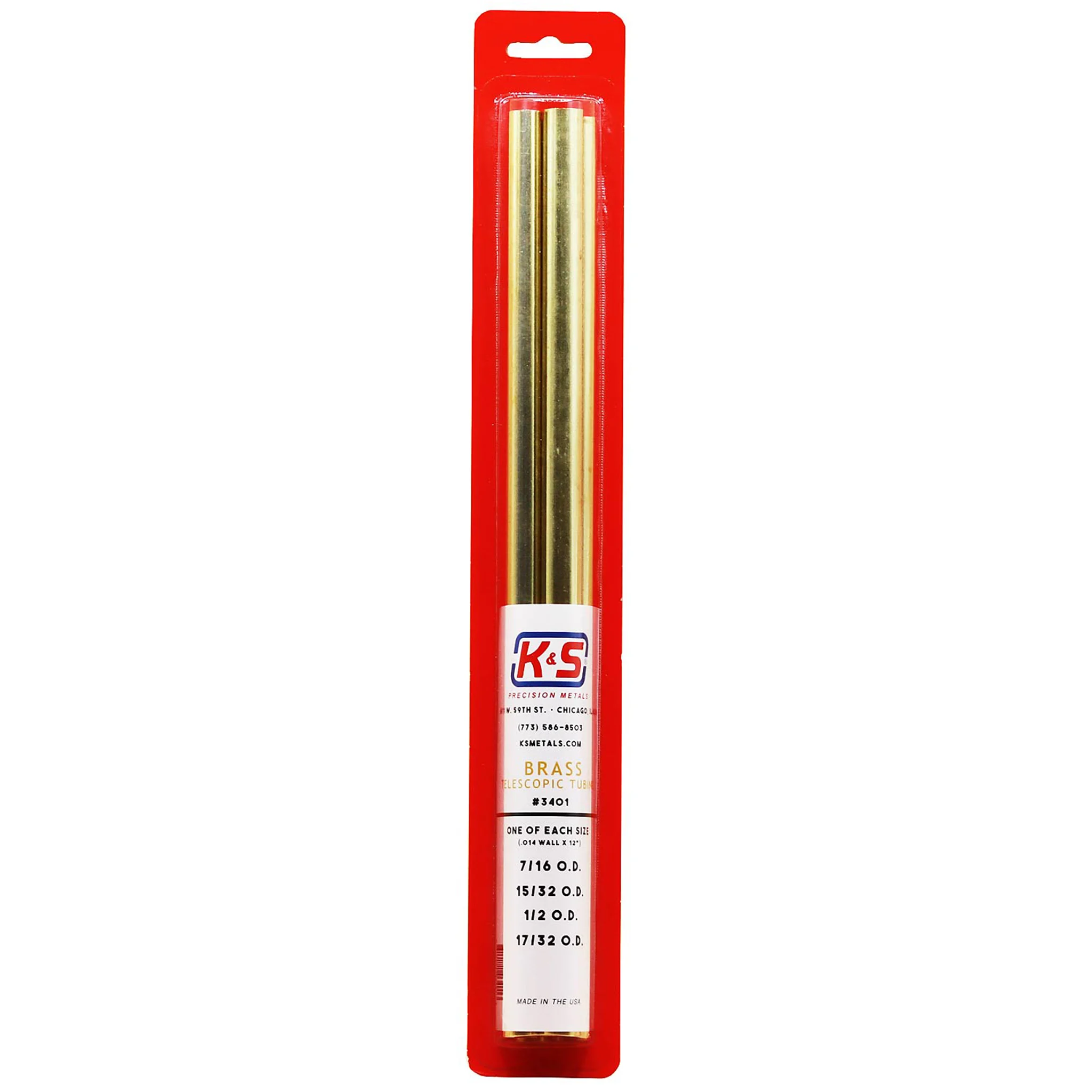 Round Brass Telescopic Tubing Assortment *Medium (4 Pieces) - K&S
